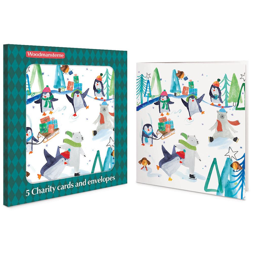 Ski Slopes Penguins & Polar Bears Charity Christmas Cards | Pack of 5