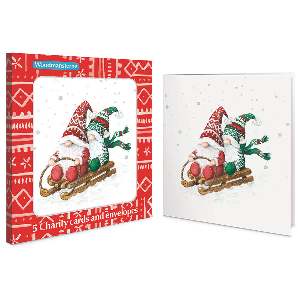 Fun in the Snow Gnomes Charity Christmas Cards | Pack of 5