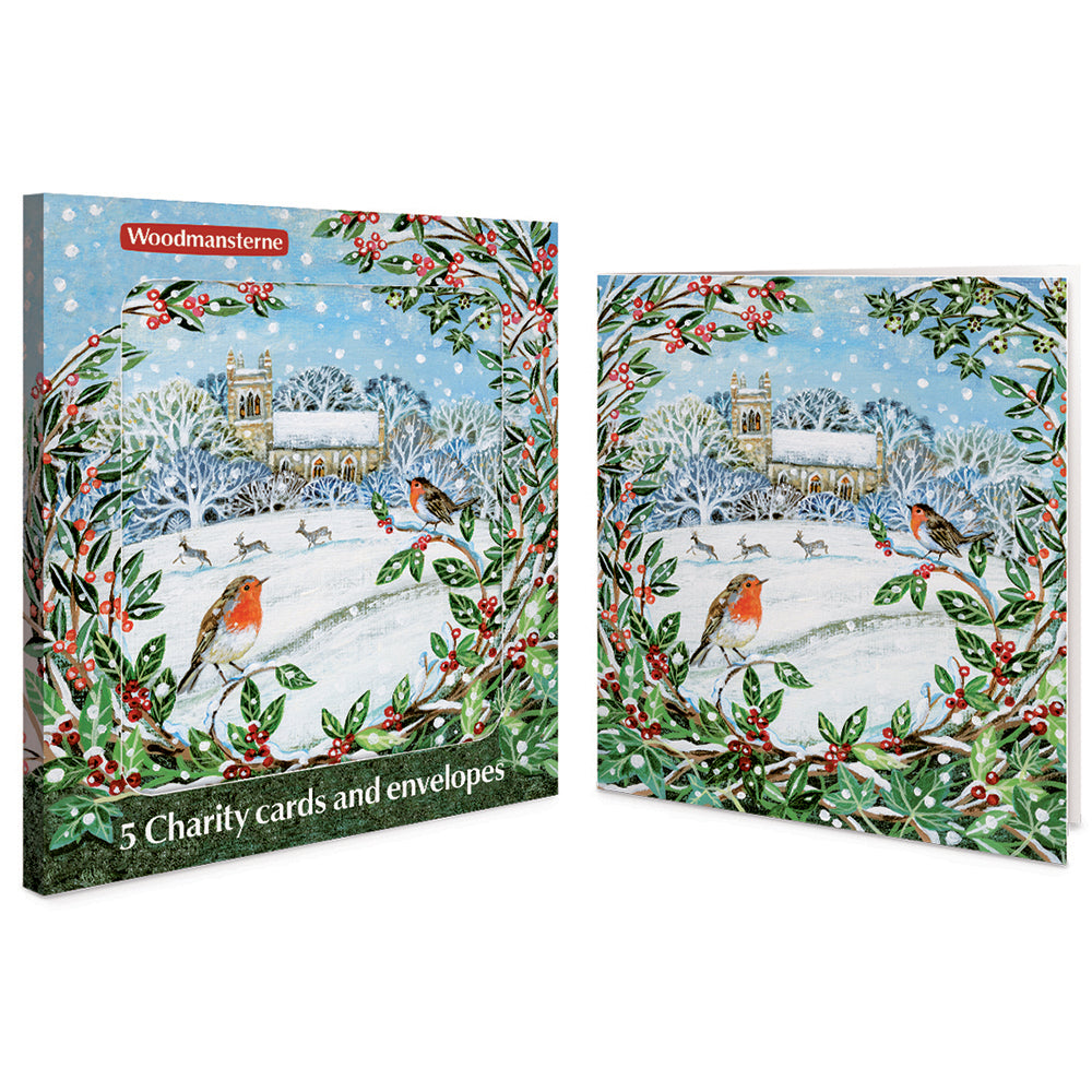 Church and Robins Charity Christmas Cards | Pack of 5
