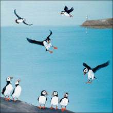 Friends Puffins by the Sea Blank Greetings Card