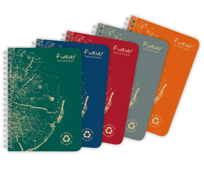 Clairefontaine Forever Recycled Wirebound Notebook - A6 Lined - 120 Pages - Assorted Colours