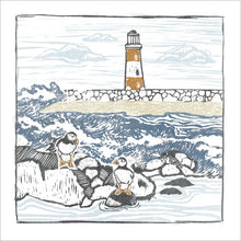 Oak Press Lighthouse and Puffins Blank Greetings Card
