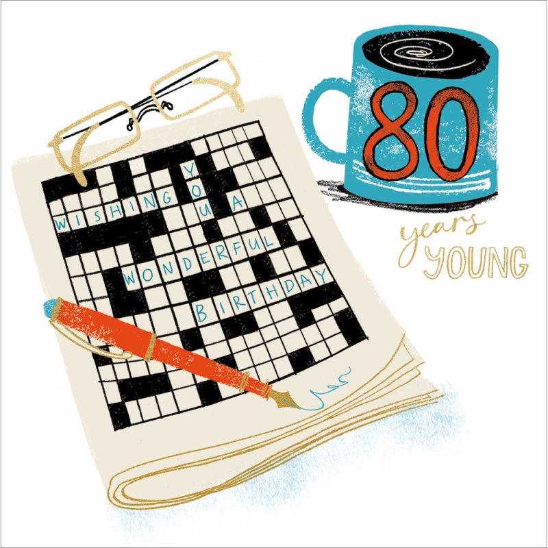 Coffee Break Crossword 80th Birthday Card