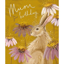 Lovely Mum Hare and Coneflowers Birthday Card