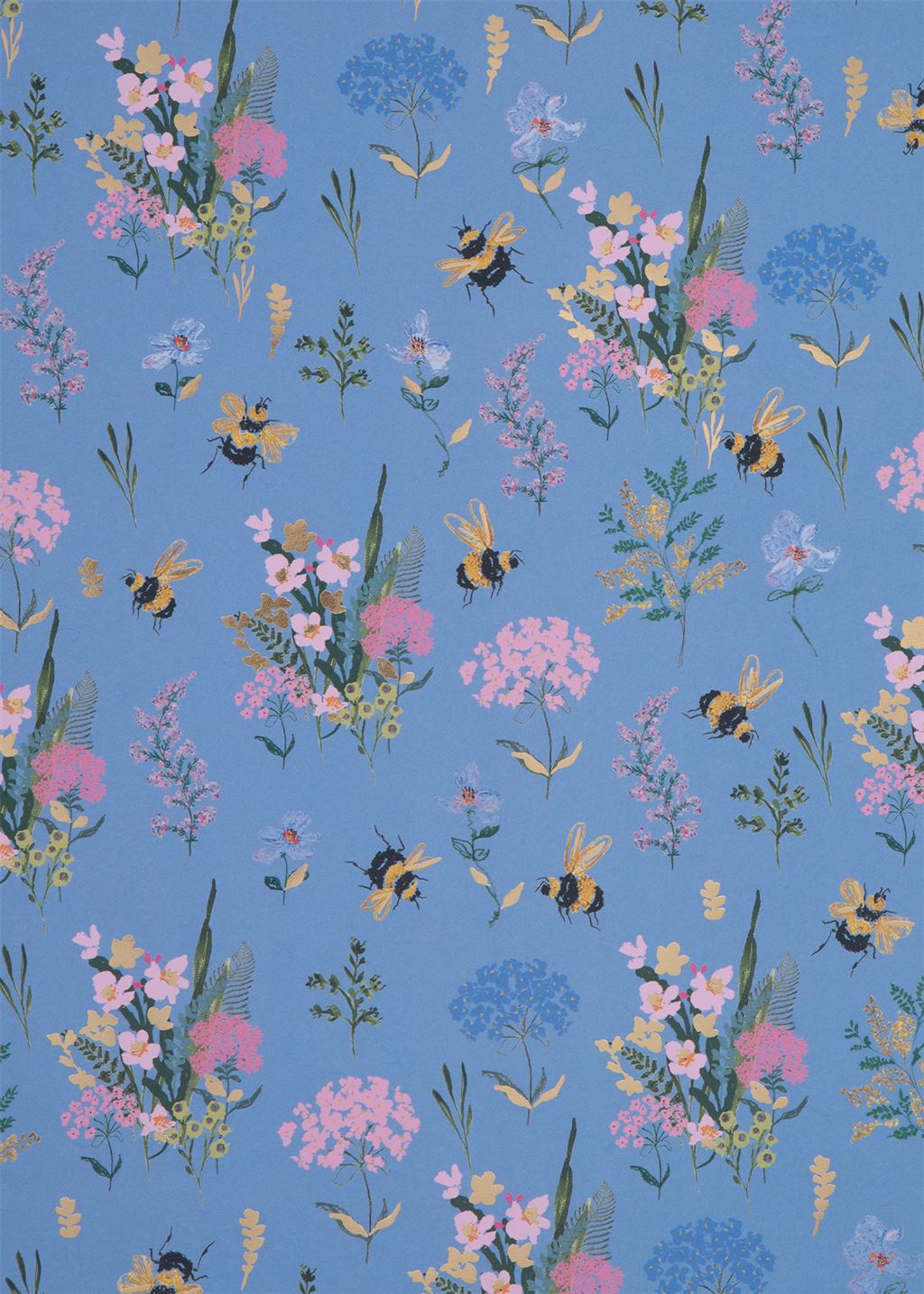Blue Bees Wrapping Paper Sheet by Stephanie Dyment