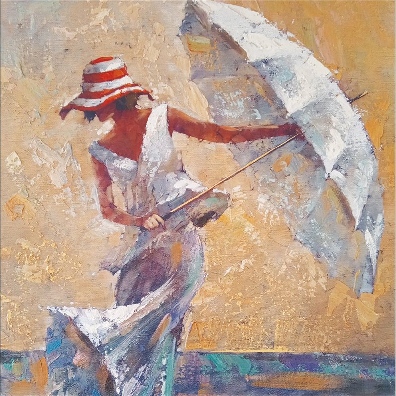 Afternoon Stroll Lady with Parasol Birthday Card