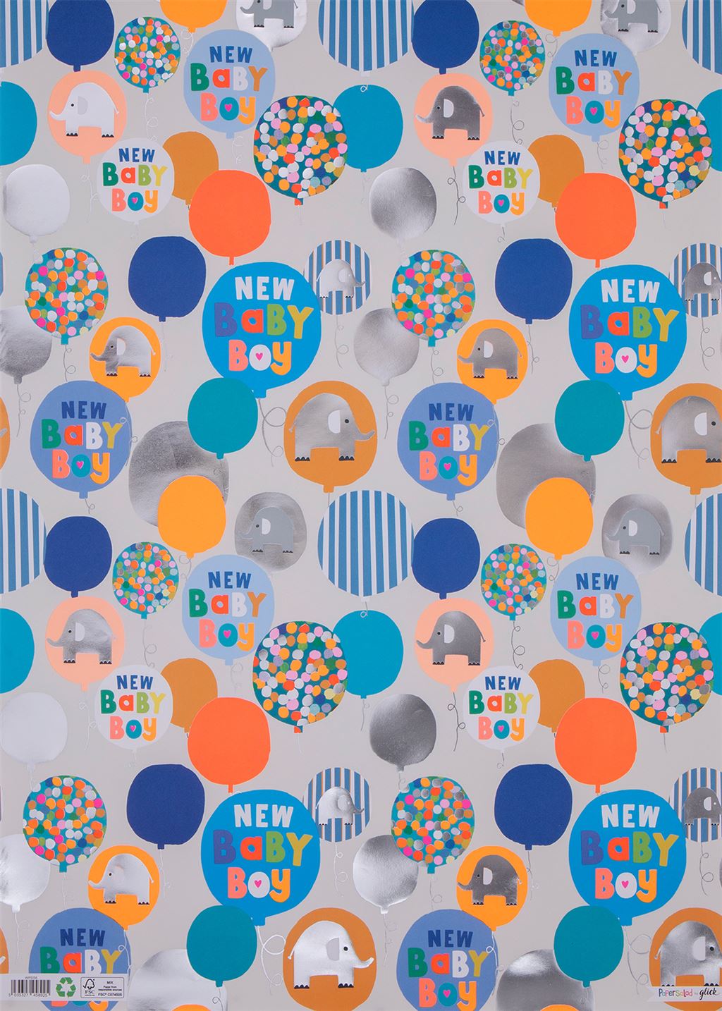 New Baby Boy Wrapping Paper Sheet by Paper Salad