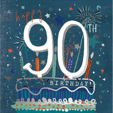 Fireworks and Cake 90th Birthday Card