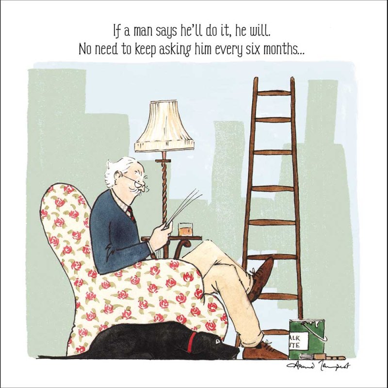 Tottering-by-Gently Always on Task Blank Greetings Card