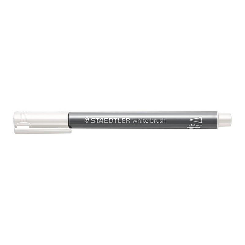 Staedtler metallic brush pen white uncapped