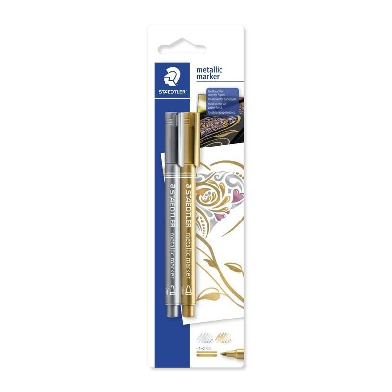 Staedtler metallic pens gold and silver blister
