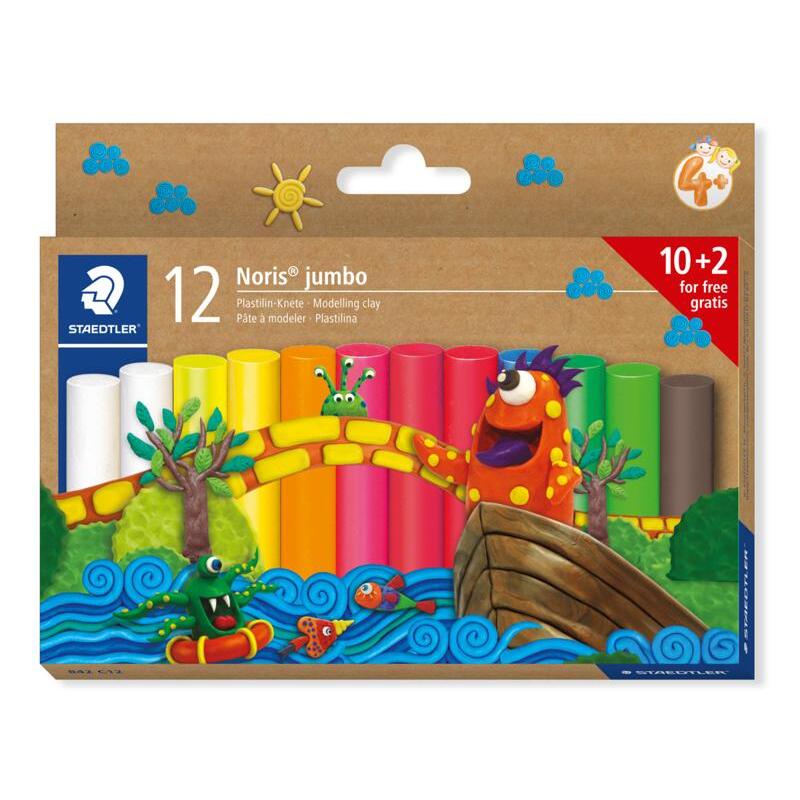 Staedtler Noris Jumbo Modelling Clay Sticks – 12 Assorted Colours