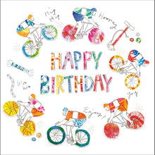 Velodrome Cyclists Embossed Birthday Card