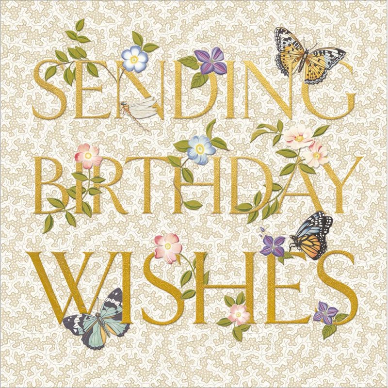 Sanderson Truffle Butterflies Gold Foil Birthday Card