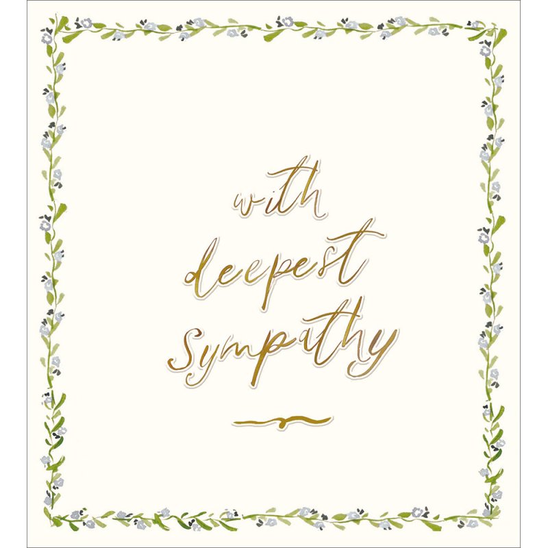 With Deepest Sympathy Leafy Border Sympathy Card
