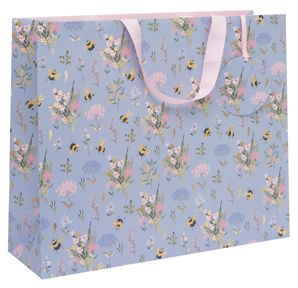 Bee Meadow Blue Extra Large Landscape Shopper Gift Bag by Stephanie Dyment