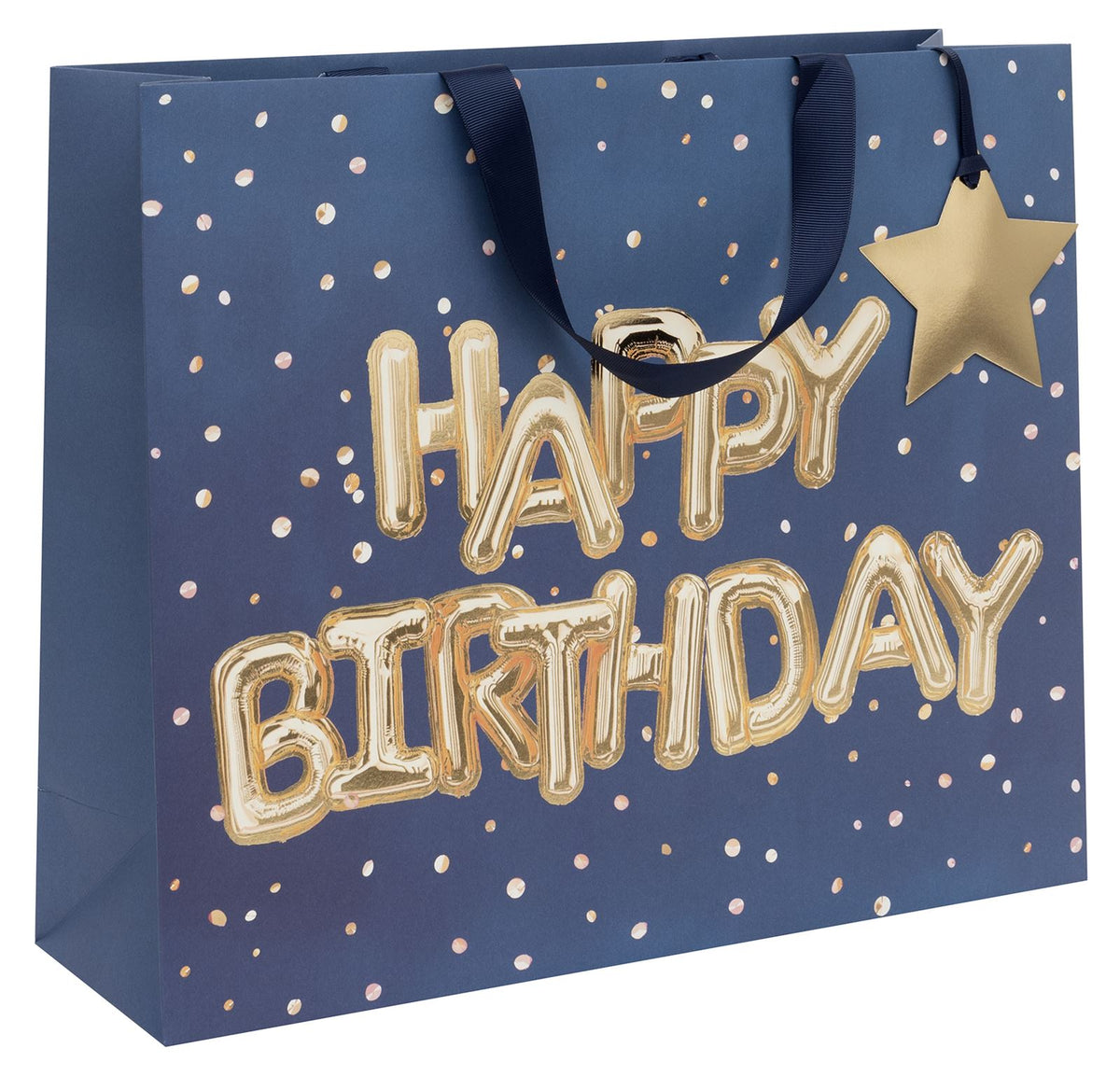 Helium Happy Birthday Blue Extra Large Landscape Shopper Gift Bag
