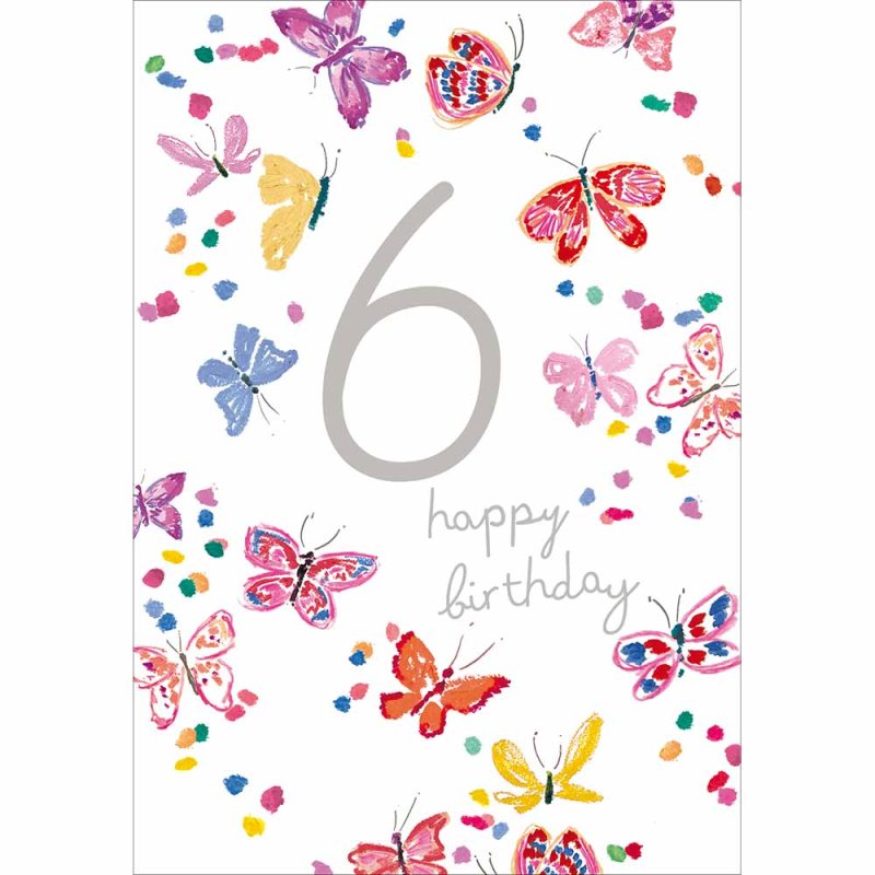 Butterflies 6th Birthday Card