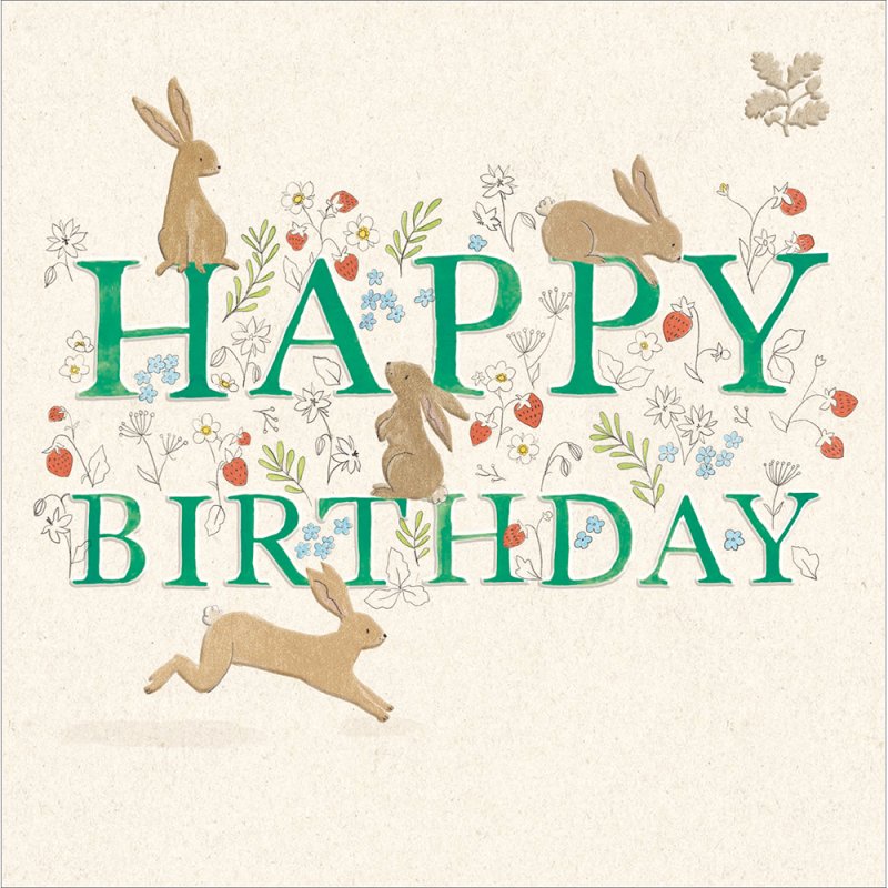 National Trust In the Meadow Hares Embossed Birthday Card
