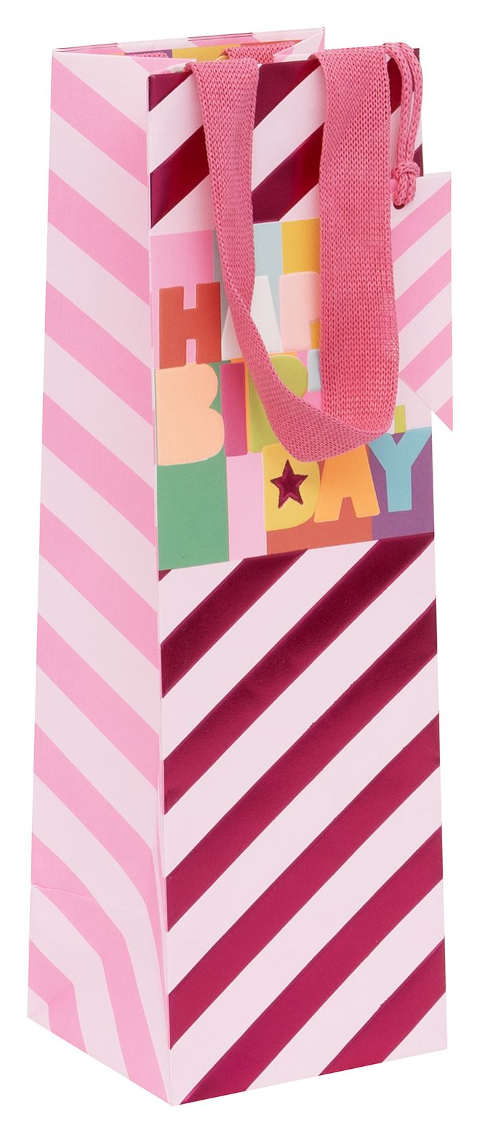 Fluorescent Fuchsia Bottle Gift Bag by Paper Salad