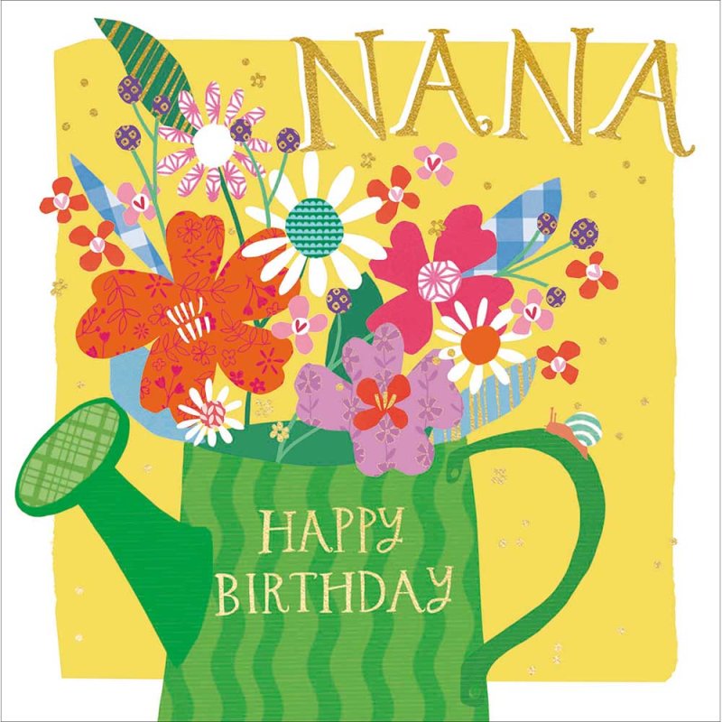 Lovely Nana Watering Can Bouquet Birthday Card