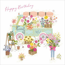 Birthday Blooms Flower Van Gold Foil Birthday Card