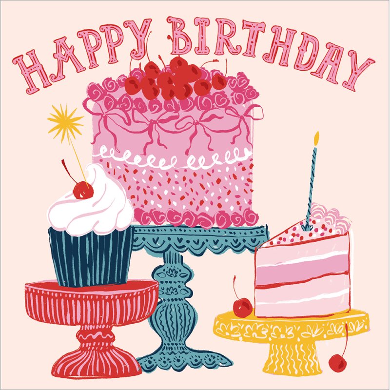 Favourite Fancies Cake Stand Birthday Card