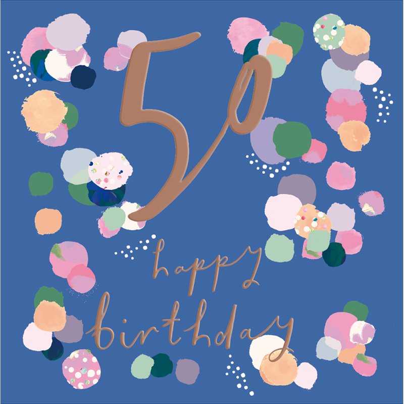 Fabulous 50 Copper Foil Confetti 50th Birthday Card