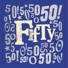 Fab 50 Silver Foil Typographic Birthday Card