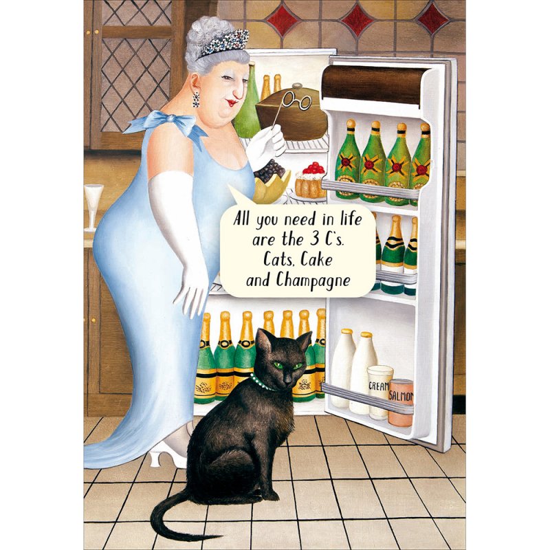 Beryl Cook Champagne Lifestyle Blank Greetings Card
