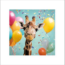 Party Animal Giraffe and Balloons Blank Greetings Card