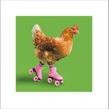 Chicken Run Roller Skating Hen Blank Greetings Card