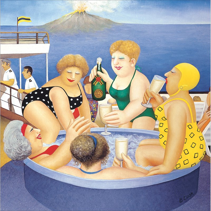 Beryl Cook Prosecco Party Blank Greetings Card