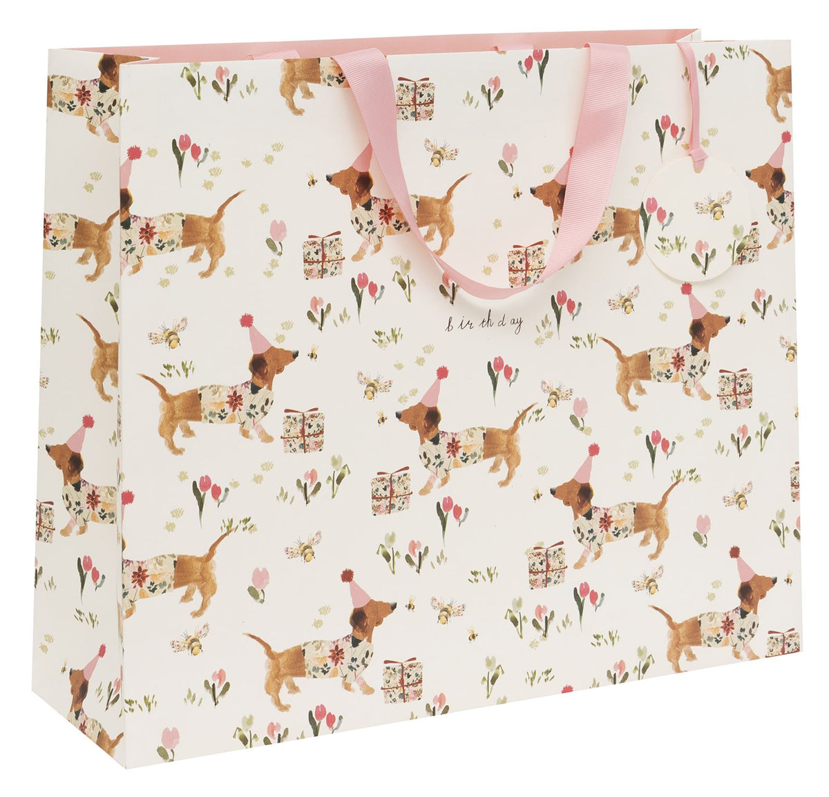 Birthday Sausage Extra Large Landscape Shopper Gift Bag by Stephanie Dyment