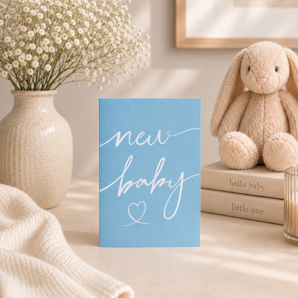 Dancing In The Rain New Baby Boy Script Greetings Card by Heyyy