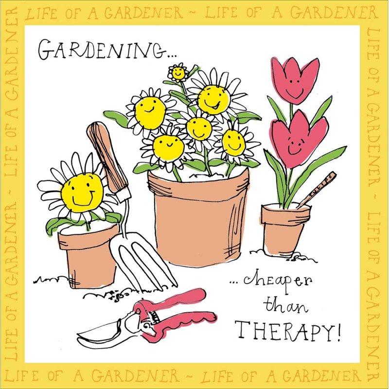 National Garden Scheme Cheaper than Therapy Blank Greetings Card