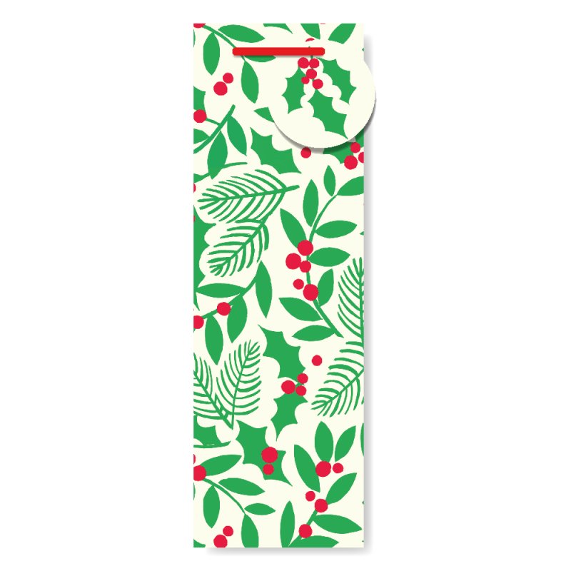 Christabelle Holly and Berries Bottle Gift Bag