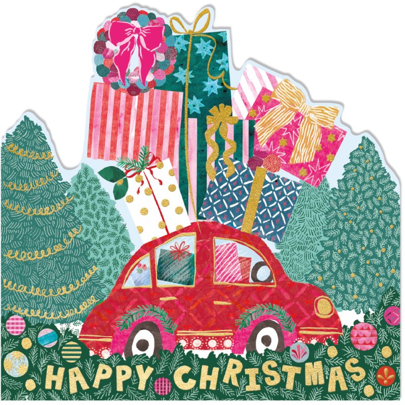 Special Delivery Red Car Happy Christmas Card