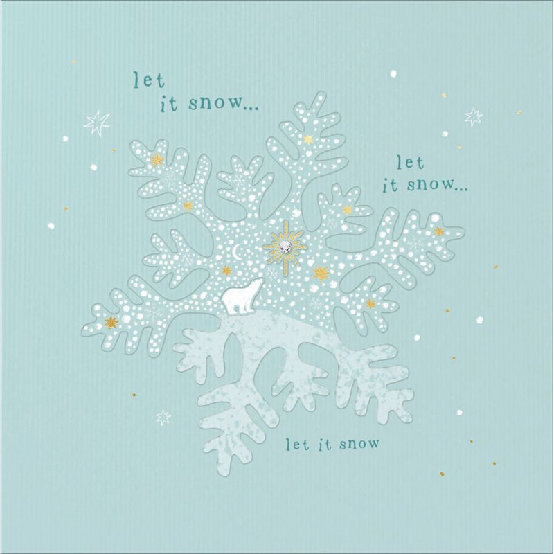 Let It Snow Snowflake Polar Bear Christmas Card