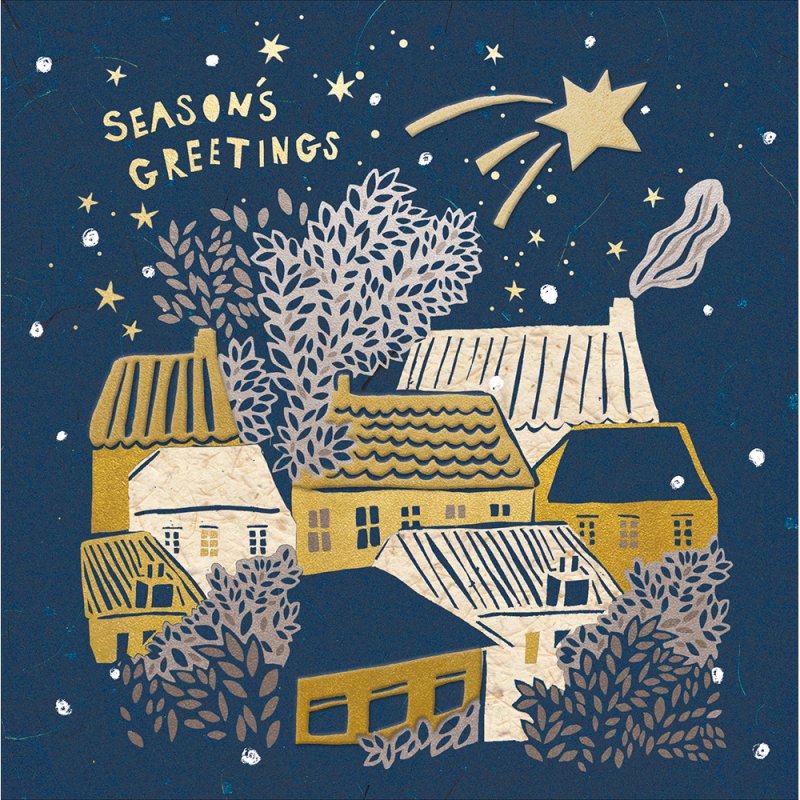 Golden Rooftops Season's Greetings Christmas Card