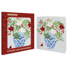 Christmas Gift Poinsettia Vase Charity Christmas Cards | Pack of 5