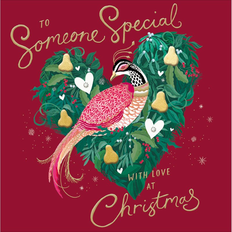 Special Christmas Pheasant Heart Christmas Card for Someone Special