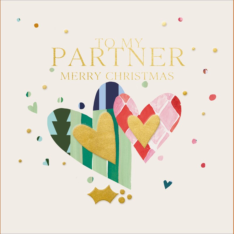 Special Wishes Patterned Hearts Christmas Card for Partner