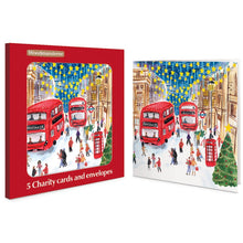 Christmas Shopping London Buses Charity Christmas Cards | Pack of 5