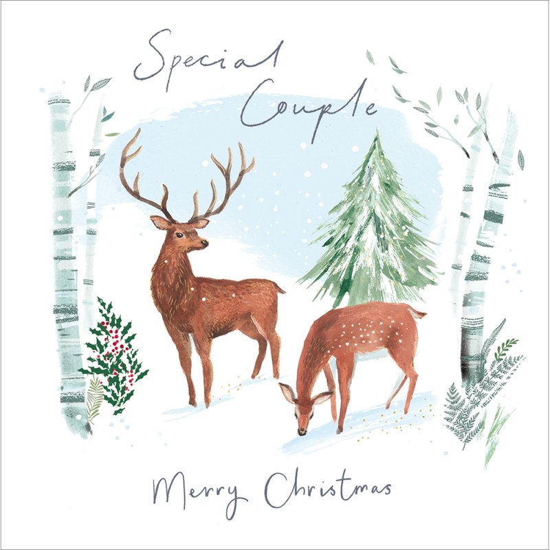 In the Forest Deer Christmas Card for a Special Couple