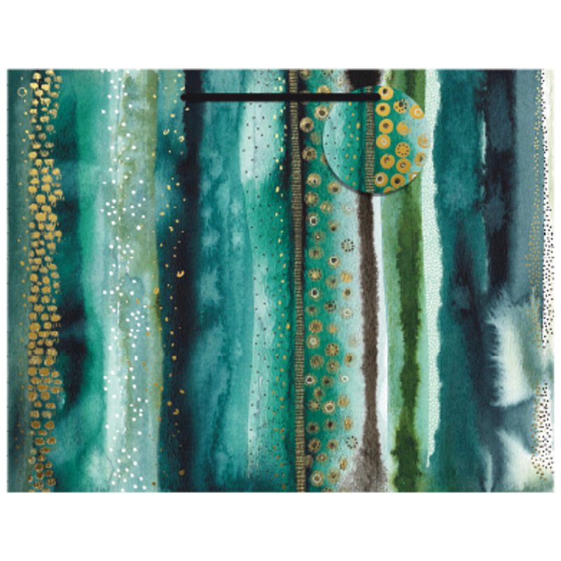 Essoldo Design Teal Stripes Gold Foil Landscape Gift Bag
