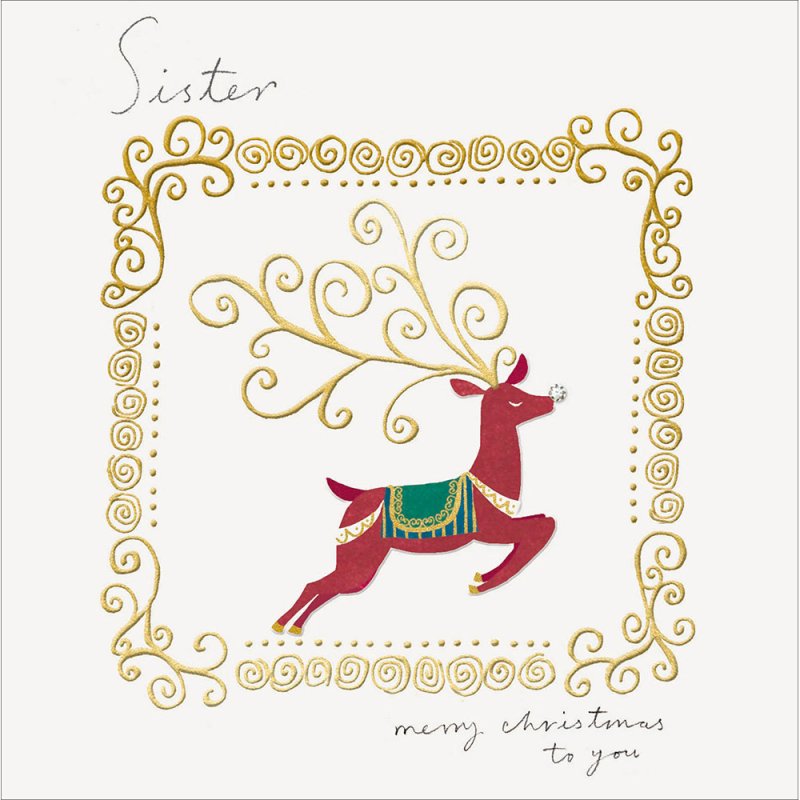 The Proper Mail Company Magical Journey Leaping Reindeer Christmas Card for Sister