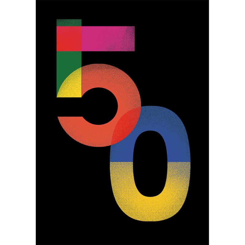 Overlapping Colours 50th Birthday Card