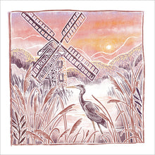 Oak Press Lakeside Breeze Windmill and Heron Blank Greetings Card
