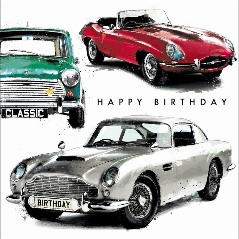 Classic Cars Happy Birthday Card